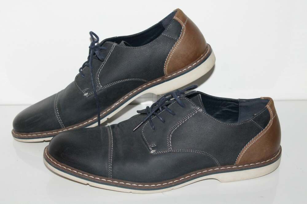 Nunn Bush Barkley Oxford Shoes, Mens 11, Navy Brown, Leather, Business Casual